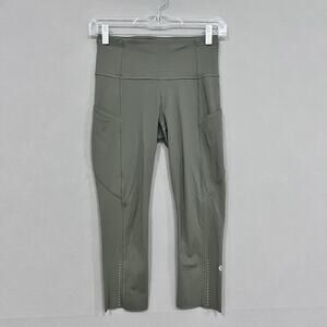 Lululemon Fast Free High Rise Crop 19" Leggings Size 4 Grey Eucalyptus